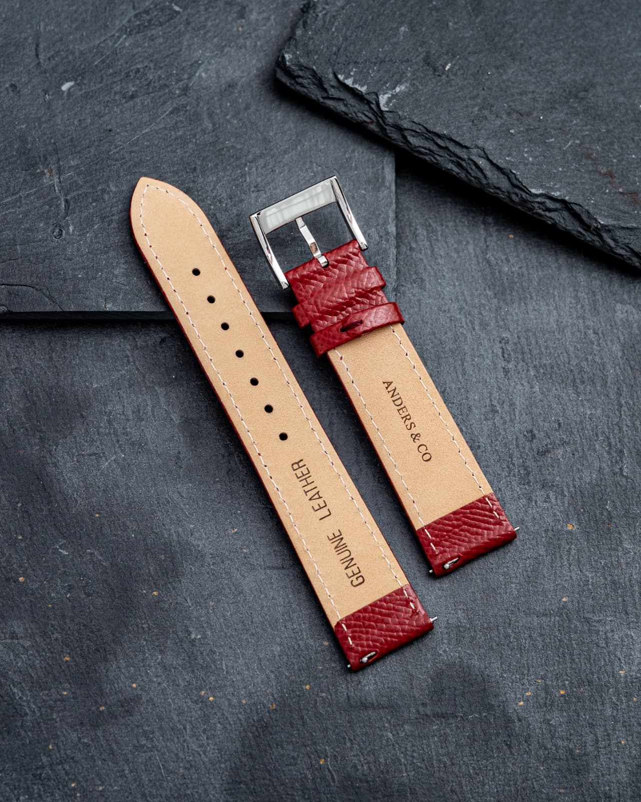 20mm Red Calf Leather Strap